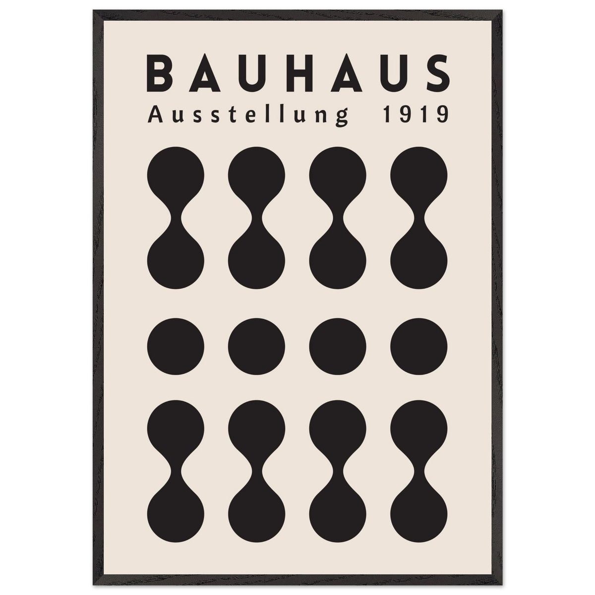 Artfulprints Poster met Lijst Bauhaus - Ausstellung 1919  - 70x100 cm - Zwart / Wit