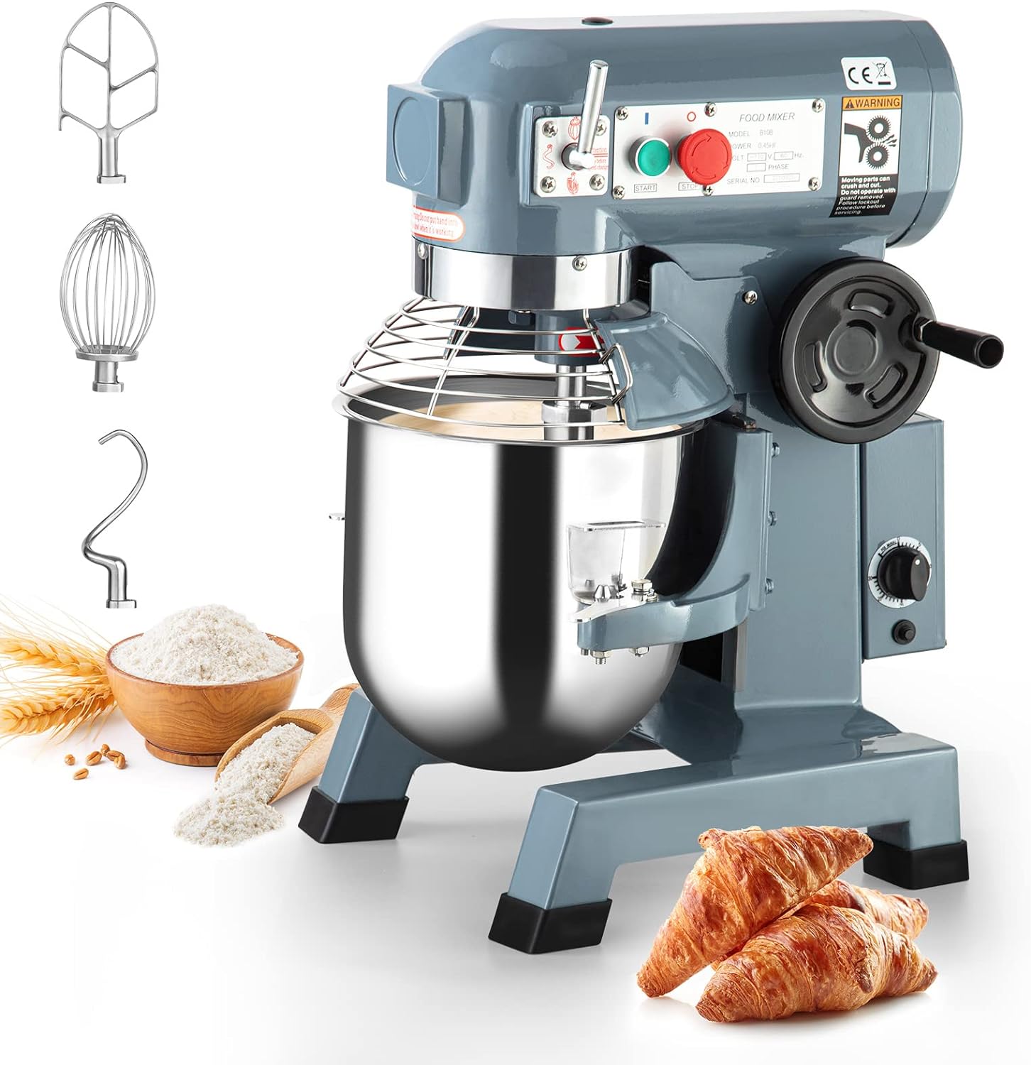 Towallmark 15QT 600W Commercial Food Mixer, 3 Speeds Adjustable, Stainless Steel Bowl Stand Mixer With Safety Guard, Premium for Bakeries Restaurants Pizzerias