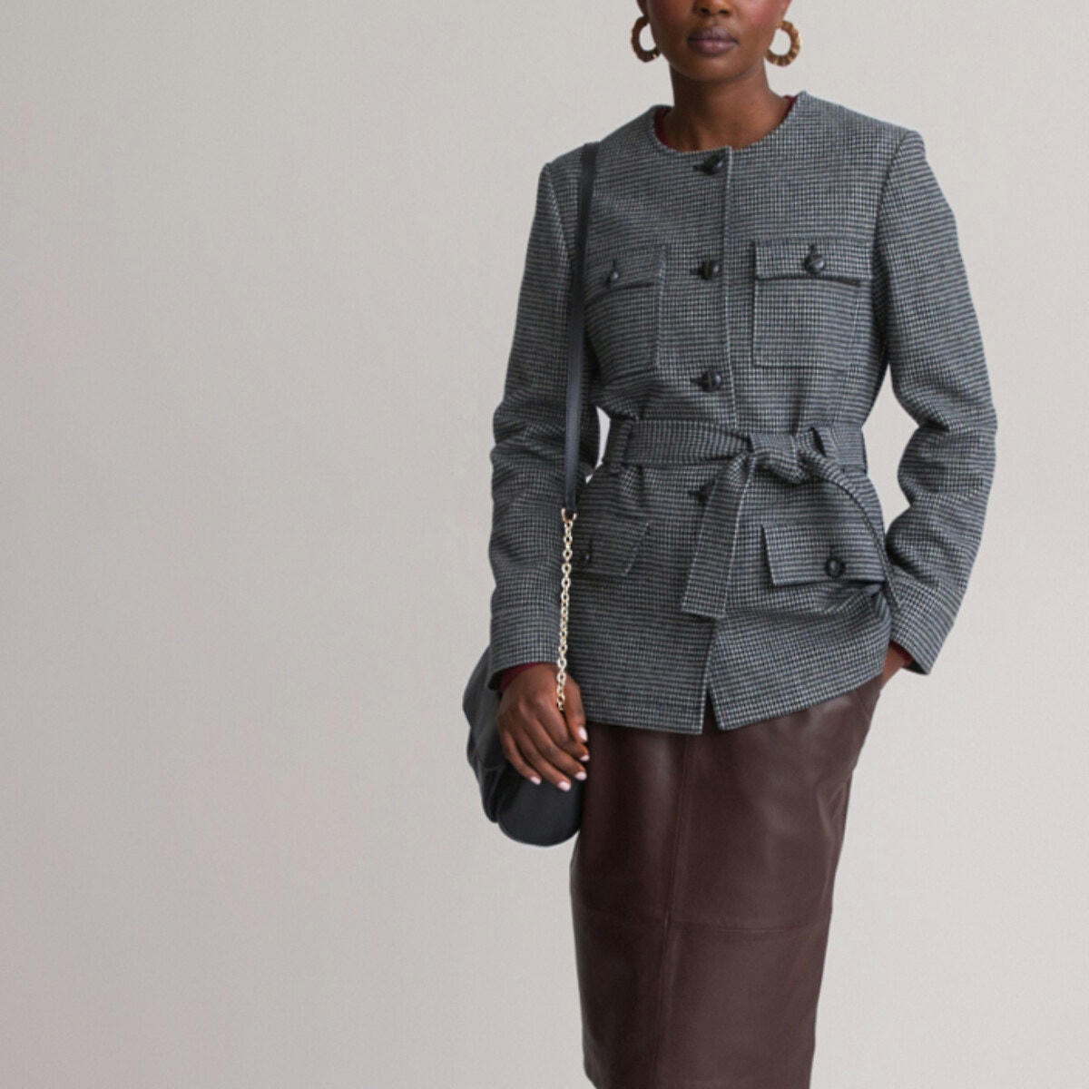 Veste coupe droite, à carreaux