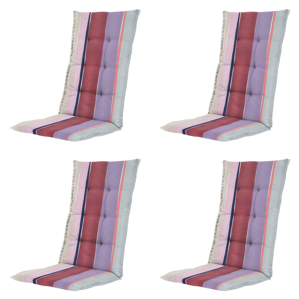 Madison tuinstoelkussen hoge rug Nox - mulitkleur - 123x50x5cm - set van 4