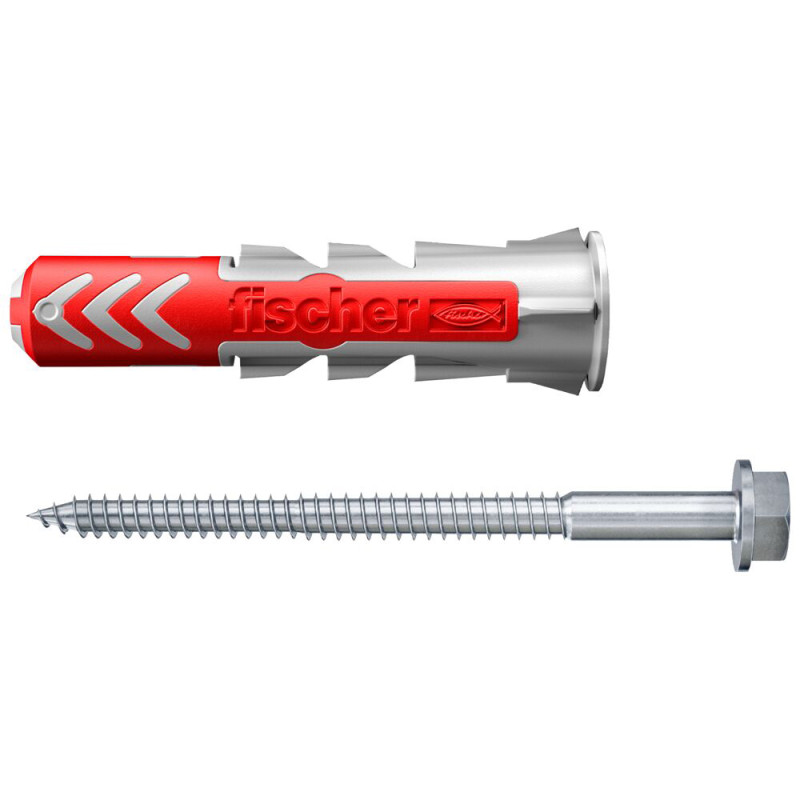 Cheville DuoPower S en nylon avec collerette et vis Ø 10 x 50 mm 4 pièces