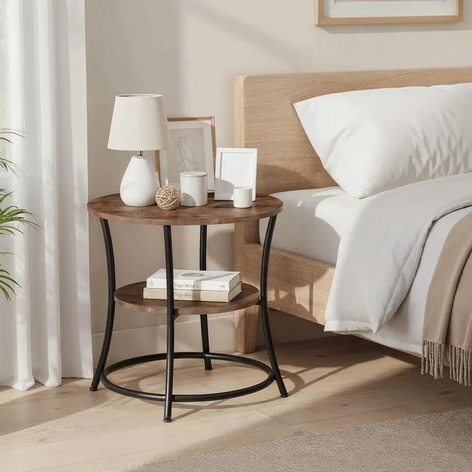 tectake Bijzettafel Saint Louis, Industrieel Hout Donker, Rustiek