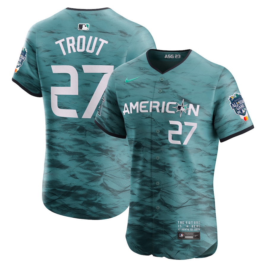 Mike Trout American League Nike 2023 MLB All-Star Game Vapor Premier Elite Player Jersey - Teal