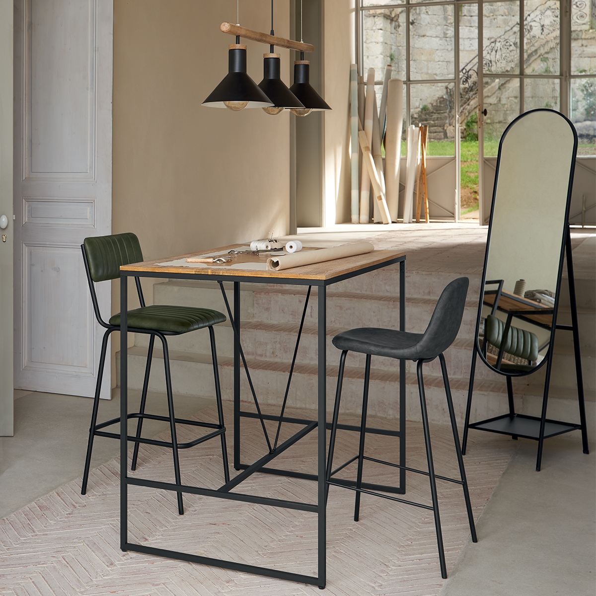 Set of 2 bar stools "Vladi" Grey