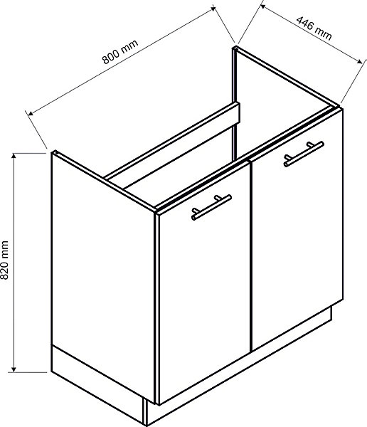 Meuble bas de cuisine avec 2 portes coloris blanc - longueur 80 x profondeur 44,60 x hauteur 82 cm