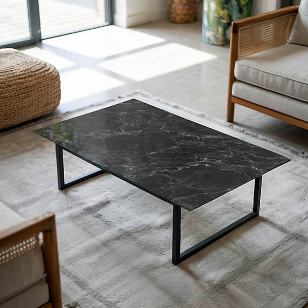 Dessus de table en verre trempé Wallfluent 120x80 cm Motif de marbre veiné