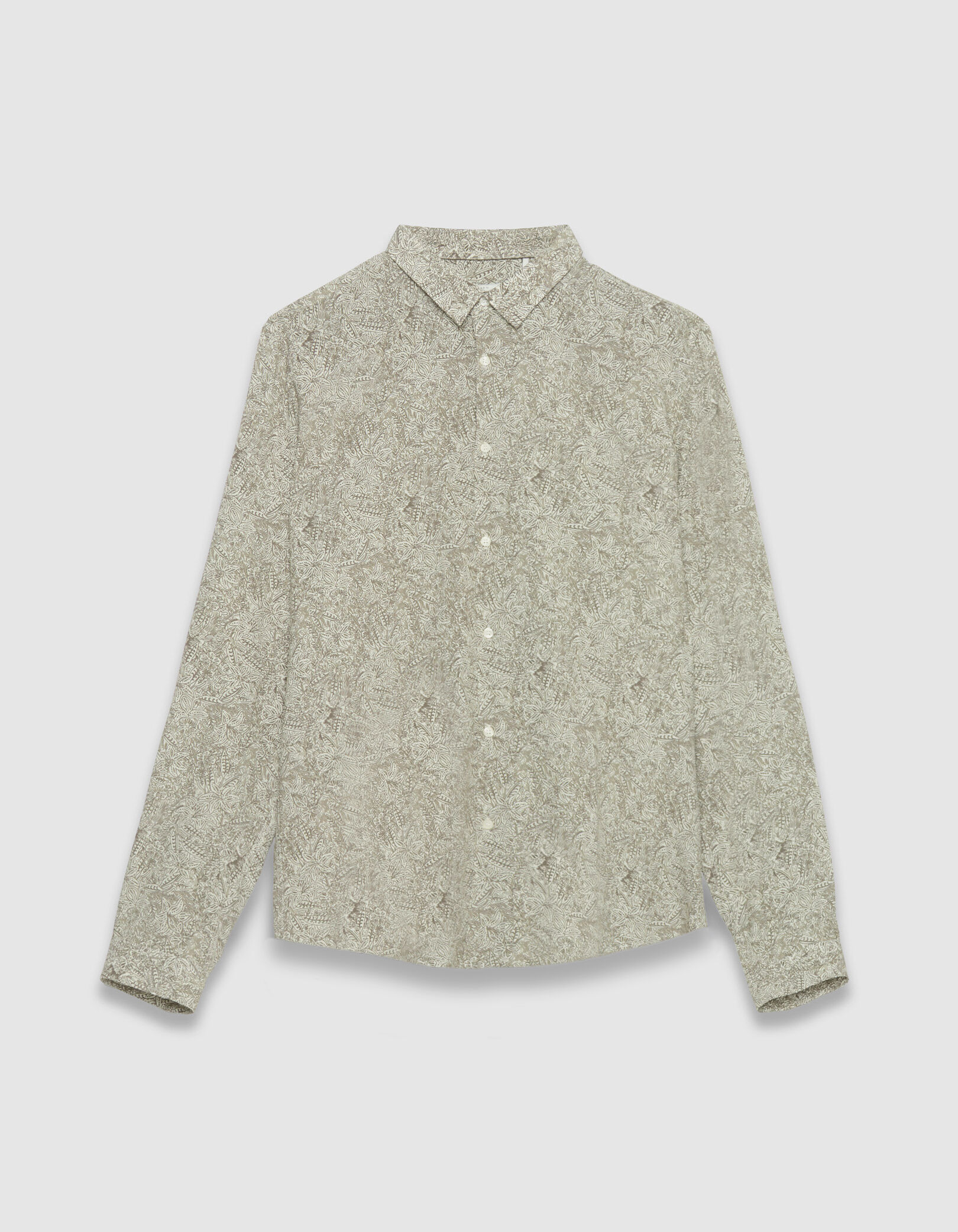 Chemise regular kaki imprimé végétal Homme