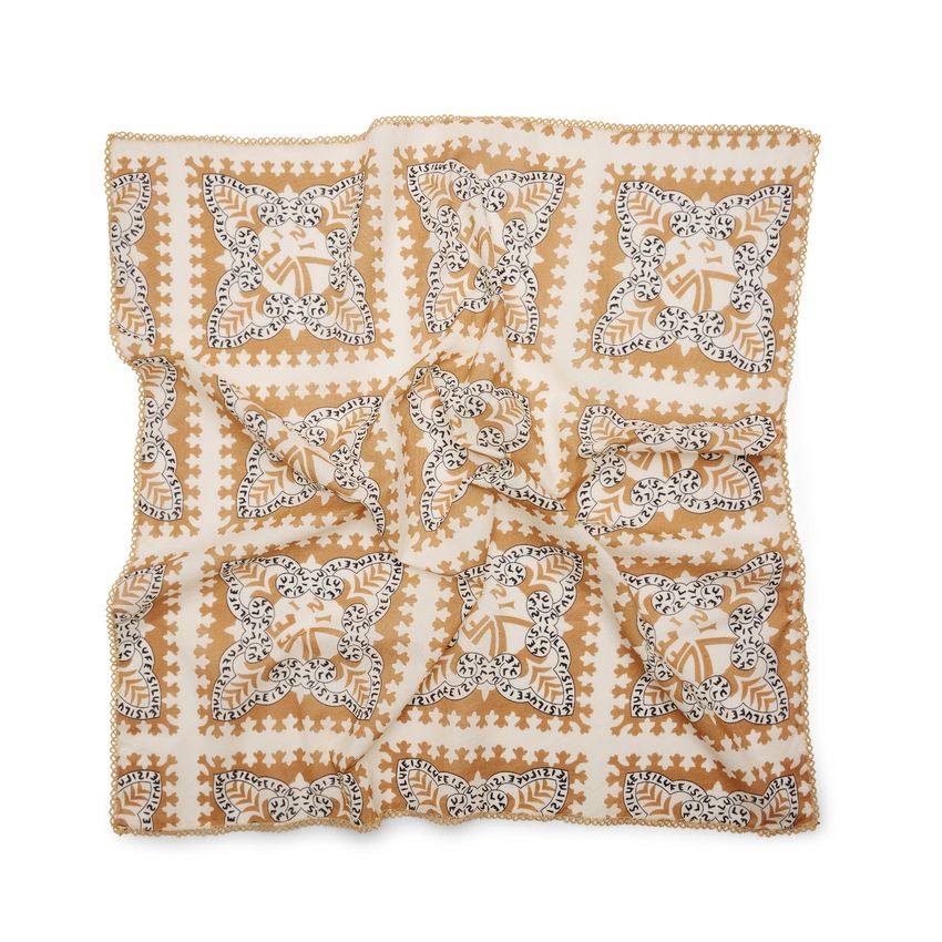 Manfield Bruin sjaaltje met beige en zwarte details