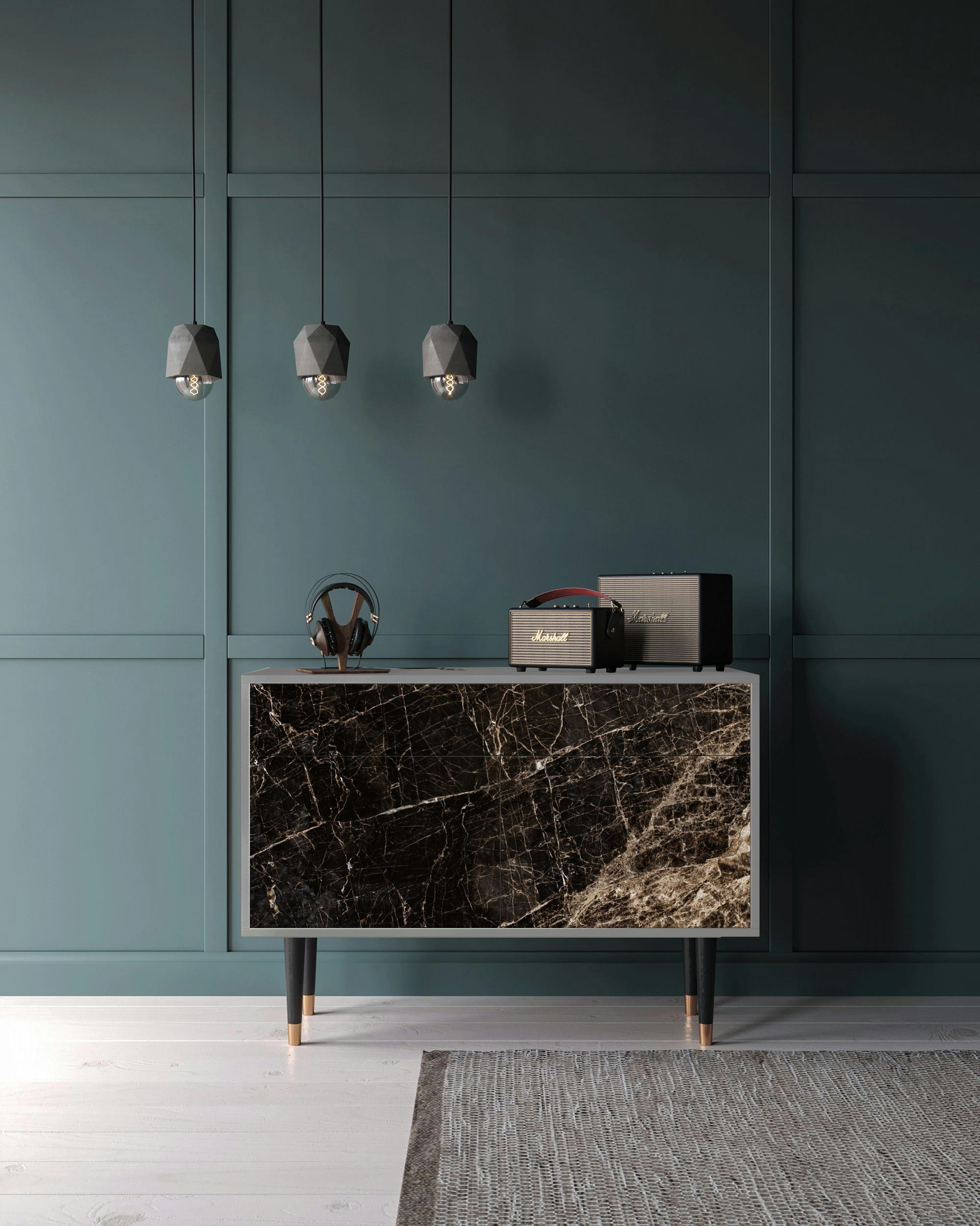 NIGHT ABYSS - Buffet  noir 2 tiroirs et 2 portes L 115 cm