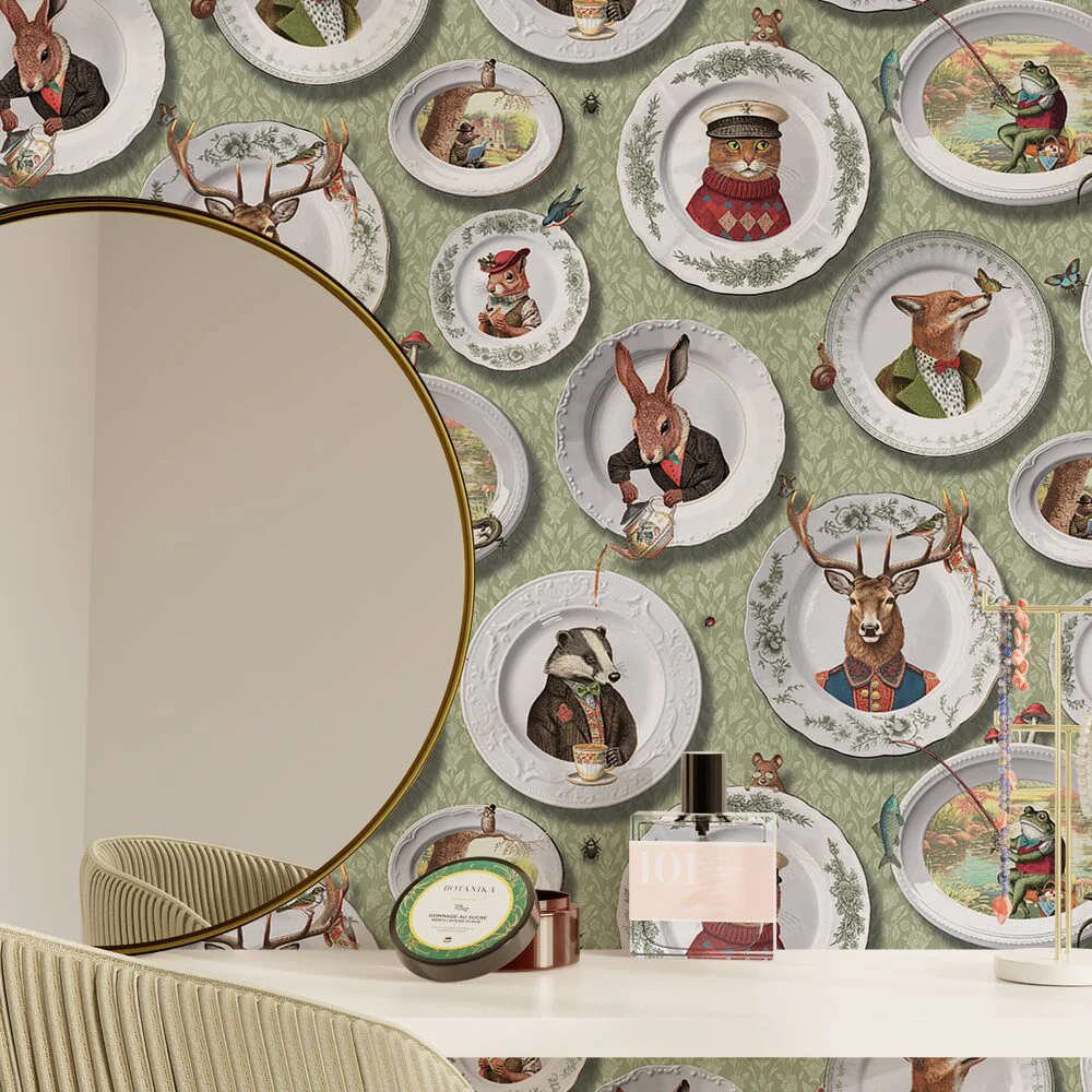 HOLDEN DECOR Papier peint intissé TALES OF THE MANOR vert de gris