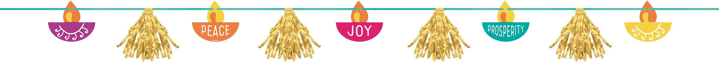 Metallic Gold Happy Diwali Letter Banner with Cutout Banner