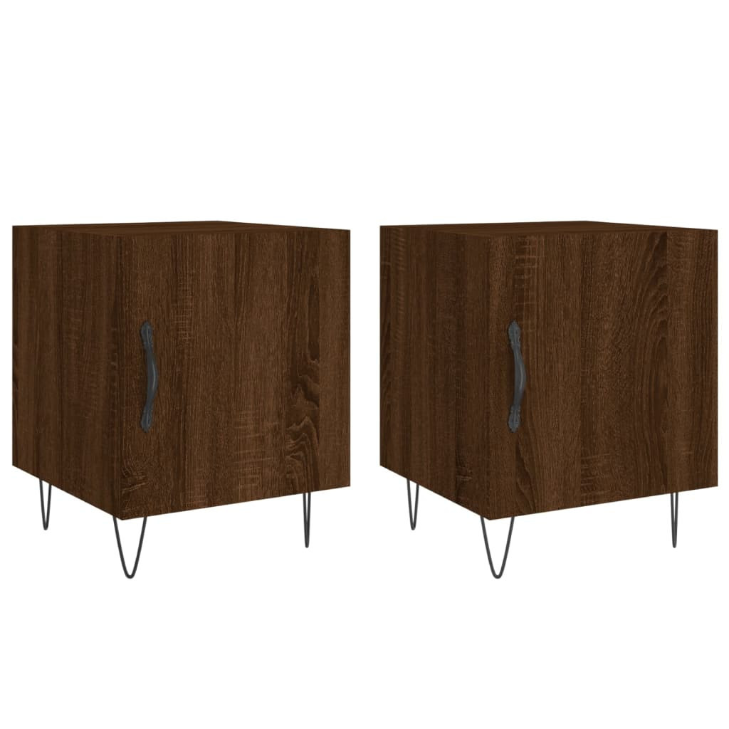 2x Szafka Nocna Stolik Komoda Brązowa z Drzwiami Do Sypialni 40x40x50 cm