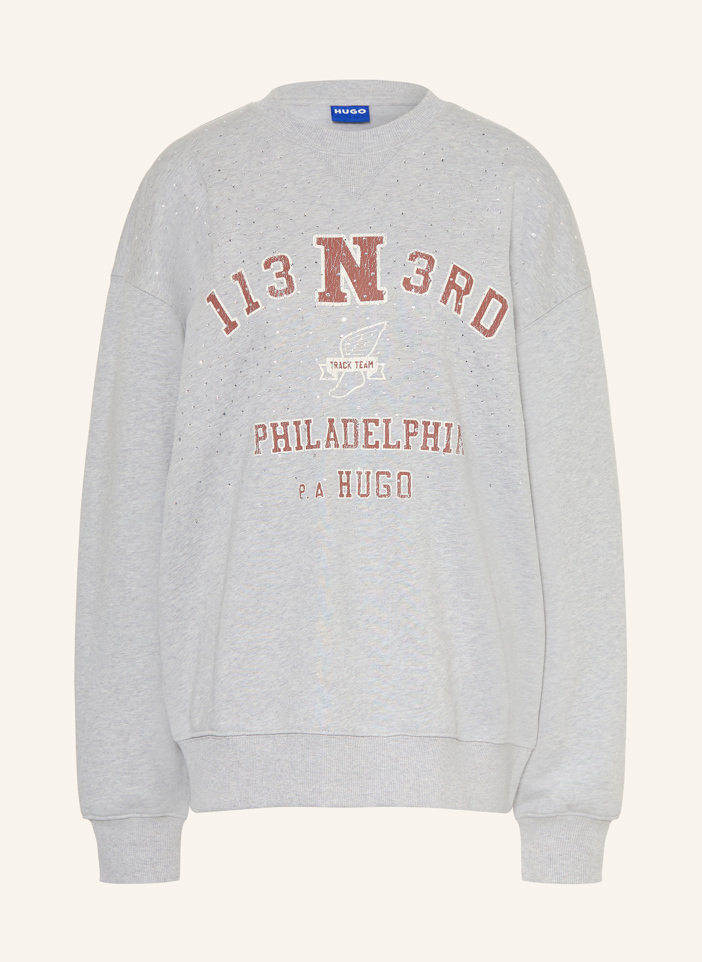 HUGO Oversized-Sweatshirt DOSTHWAITE mit Schmucksteinen
