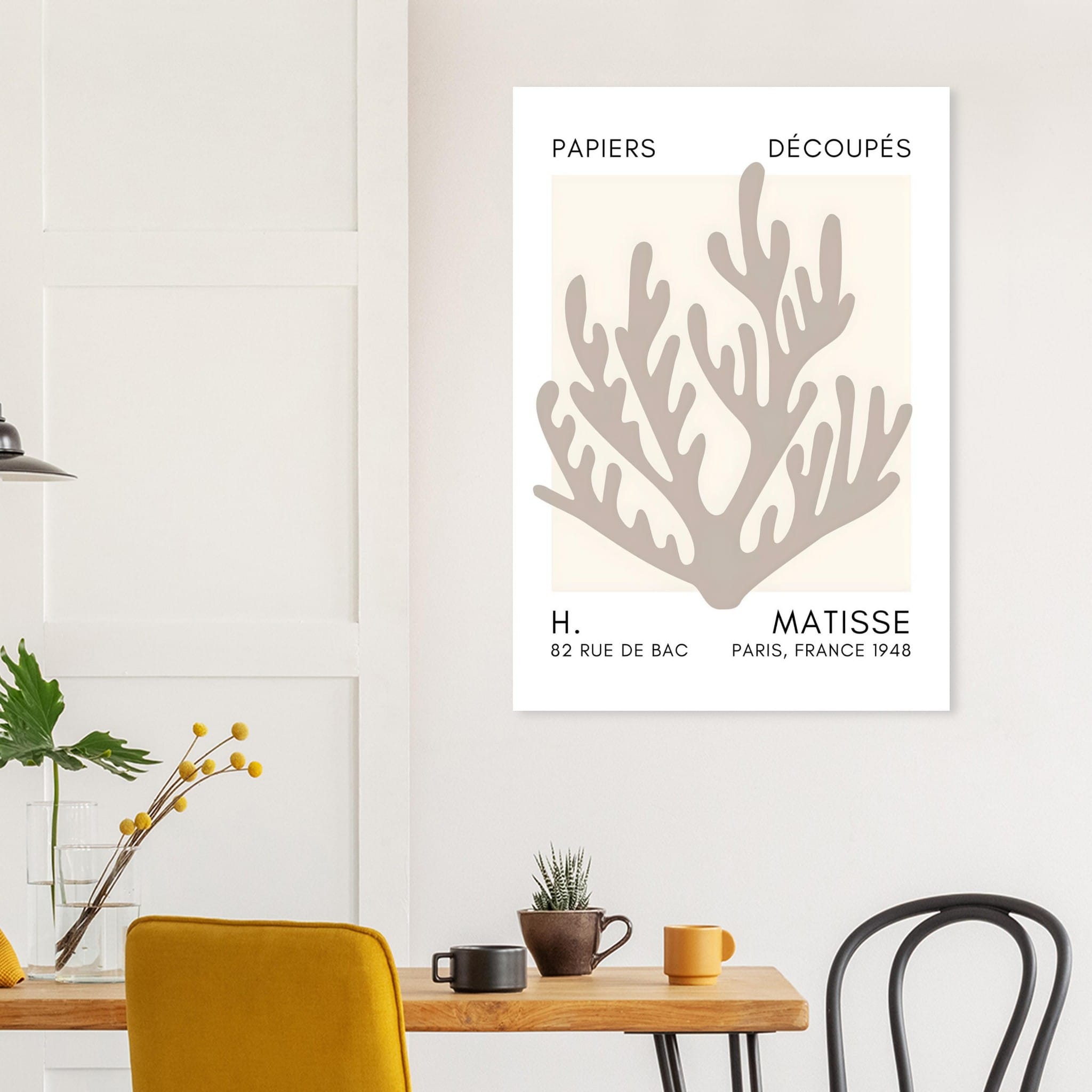 Artfulprints Poster Matisse – Coral harmony grey  - 70x100 cm - Grijs