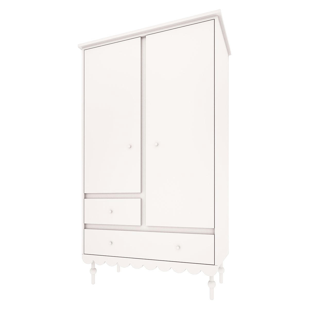 BABUSHKA - Armoire 2 portes 2 tiroirs blanc