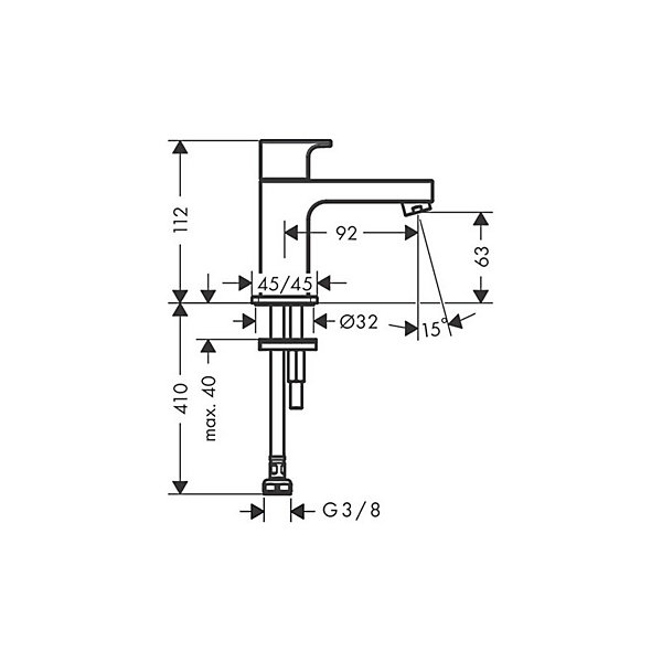 HANSGROHE Robinet de lave-mains 70 eau froide sans tirette ni vidage noir mat