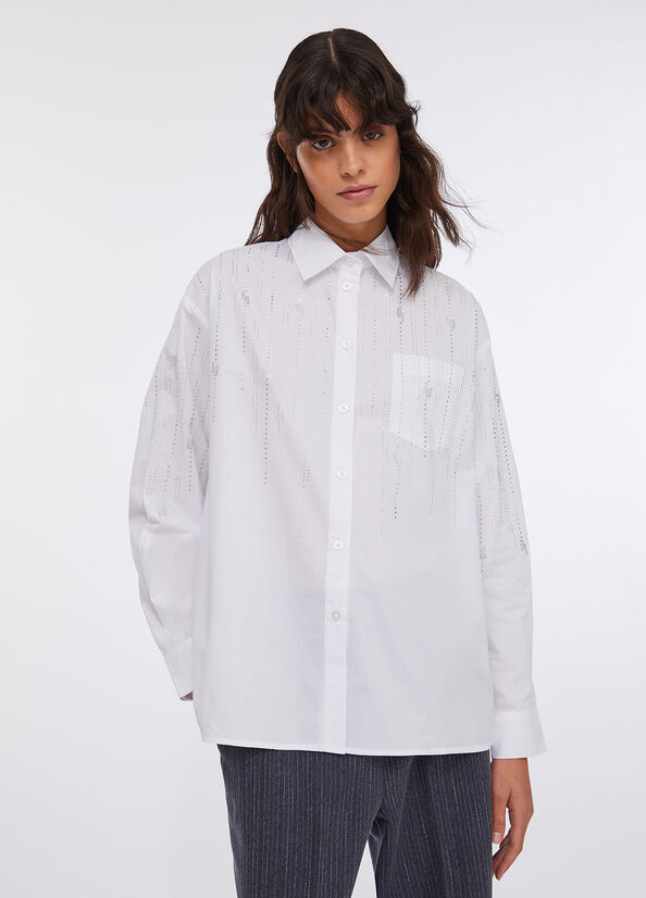 Camicia in cotone con strass