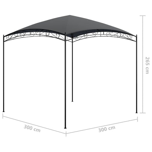 NNEVL Gazebo 3x3x2.65 m Anthracite 180 g/m&sup2;