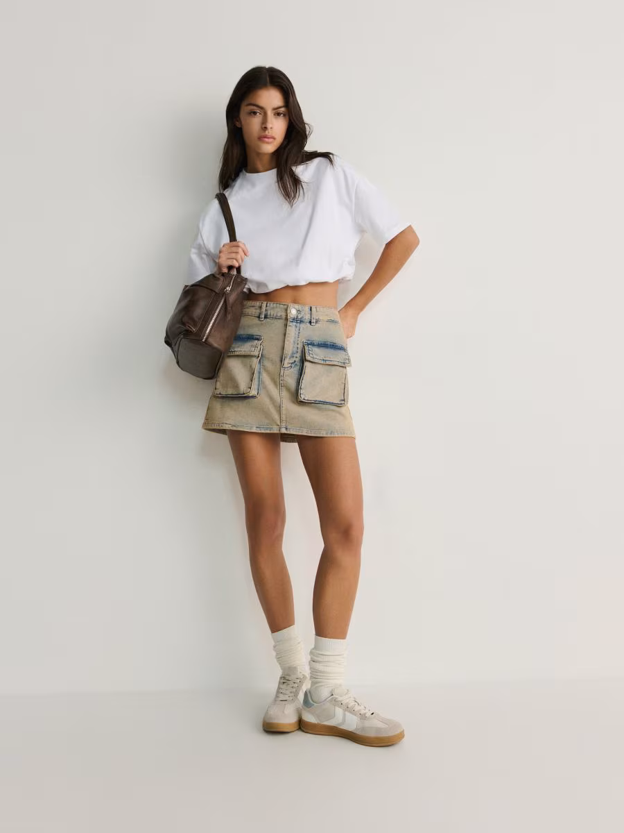 Denim Skirt With Wash Effect