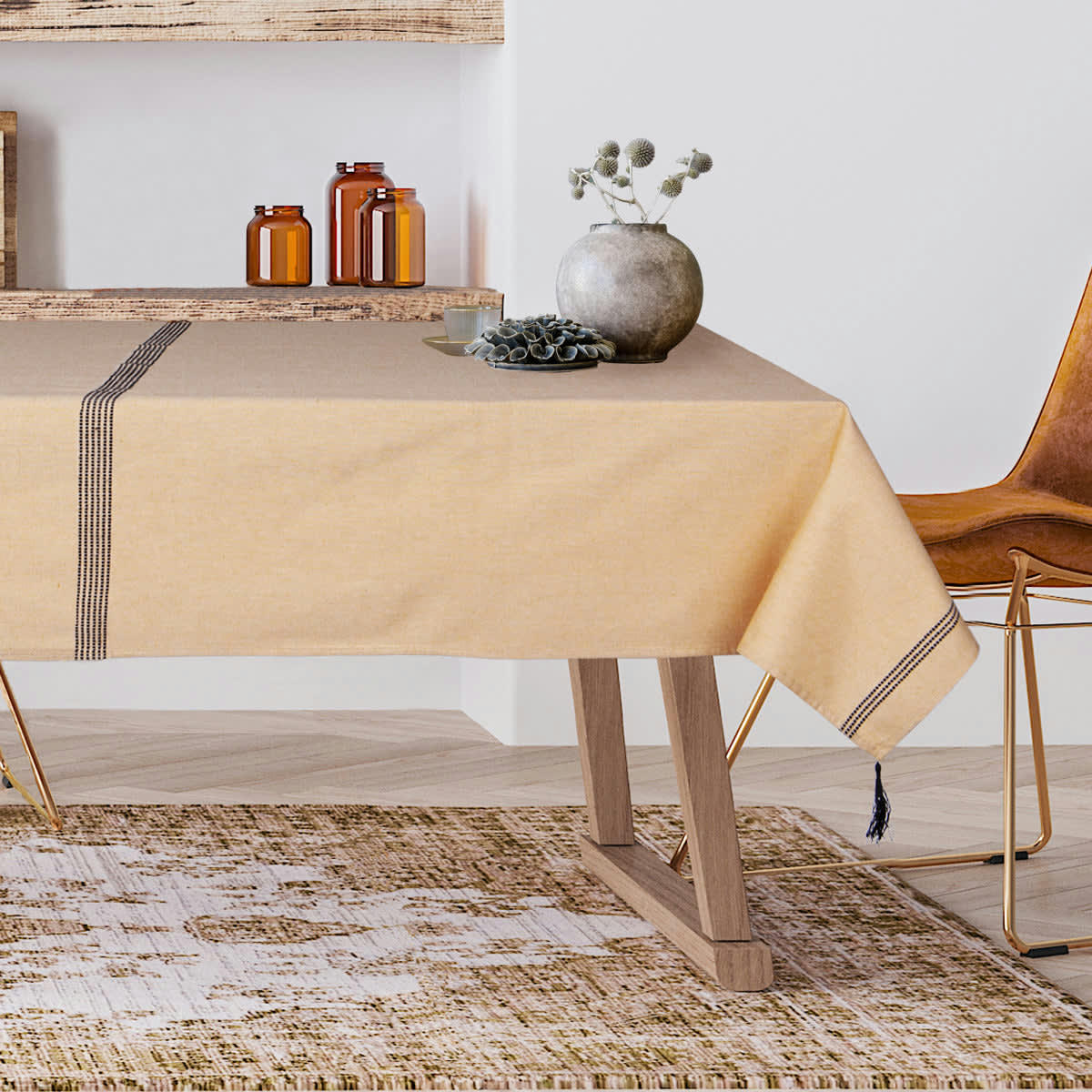 HANA - Nappe coton  160x250 jaune pâle