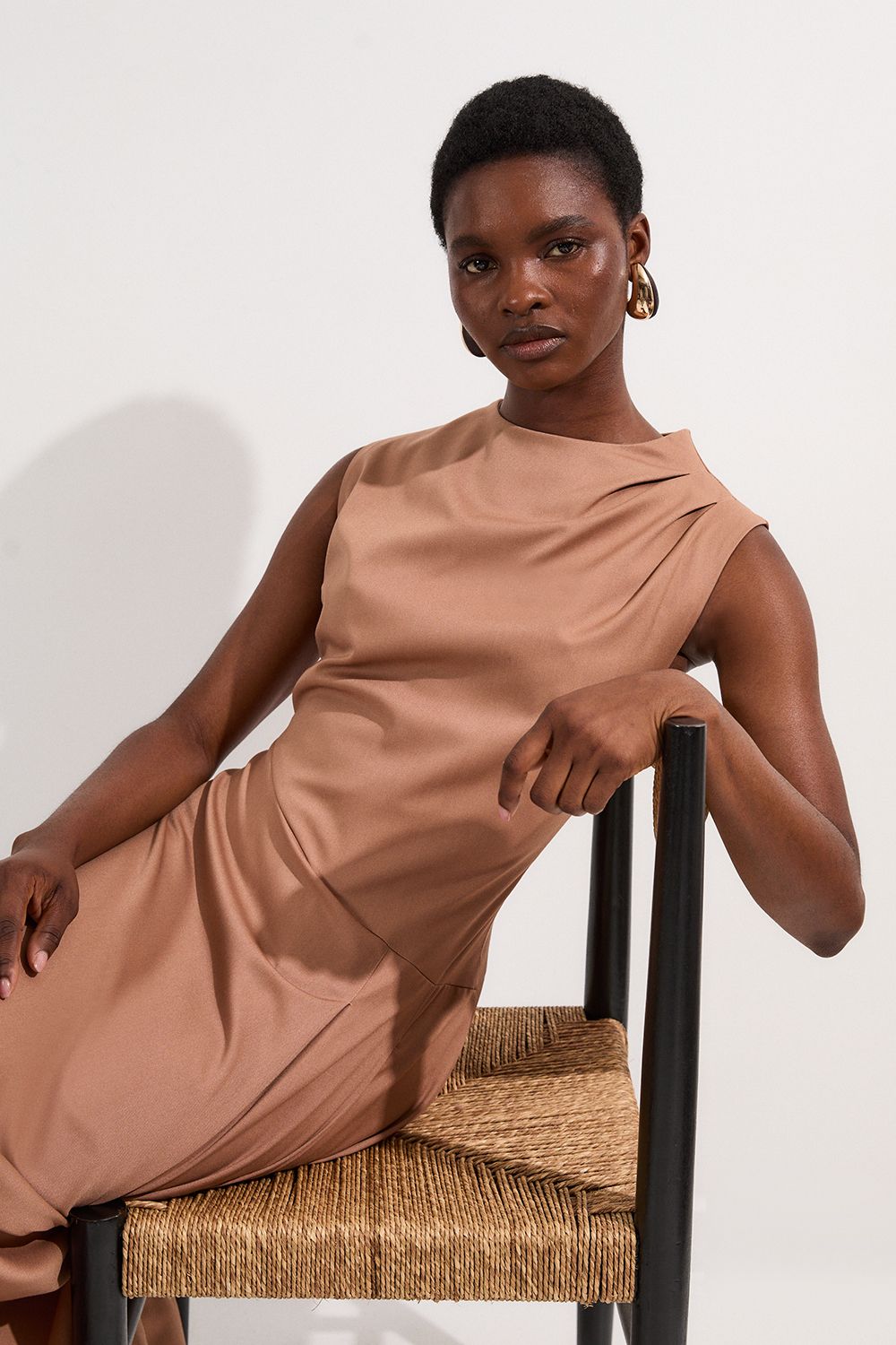 KarenMillen Tall Tailored Drapey Bodice Asymmetric Midi Dress