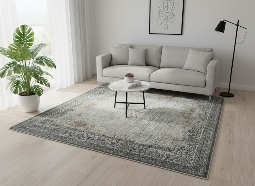 Dywan z frędzlami Emir 489 beżowo-złoty do salonu 080x150