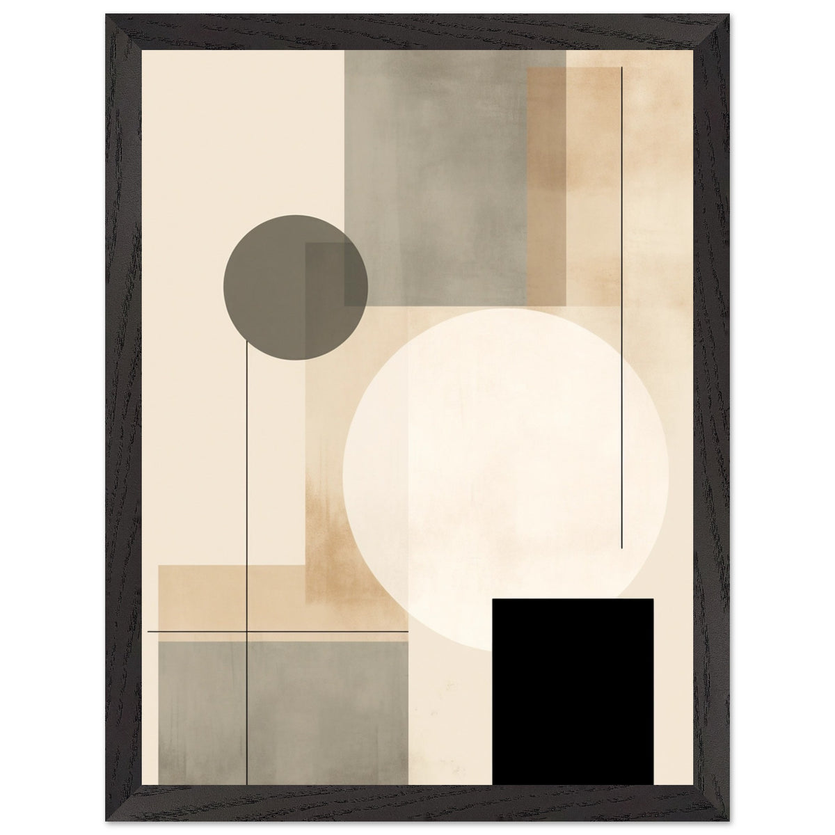 Artfulprints Poster met Lijst Japandi abstract  - 30x40 cm - Taupe