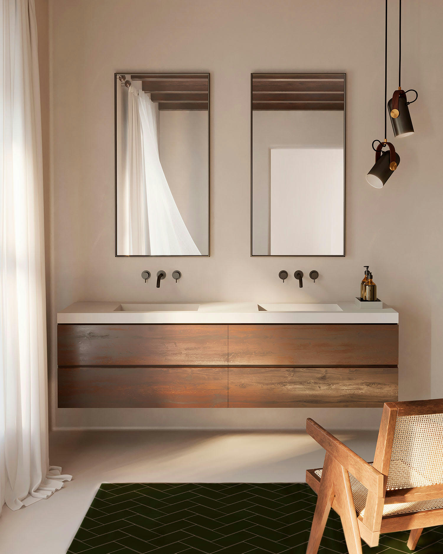 ALFOMBRAS MINIMALISTAS 2 - Tapis vinyle mosaïque de briques vertes 120x160cm