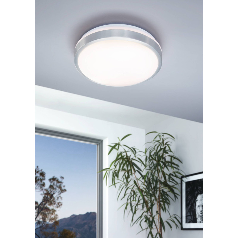 Plafonnier LED Competa 1 nickel mat et blanc Ø 32,5 cm 18 W EGLO