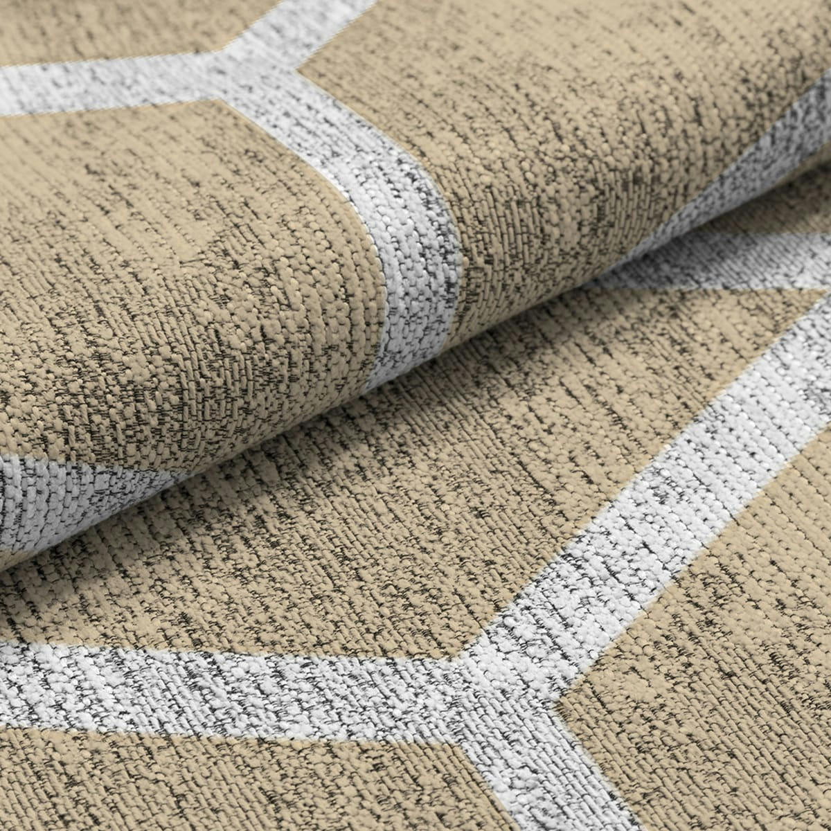 TRICO - Tapis de salon en coton imprimé numérique graphiques beige  160x230 cm