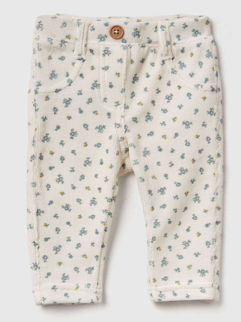 Trousers with chenille pattern print