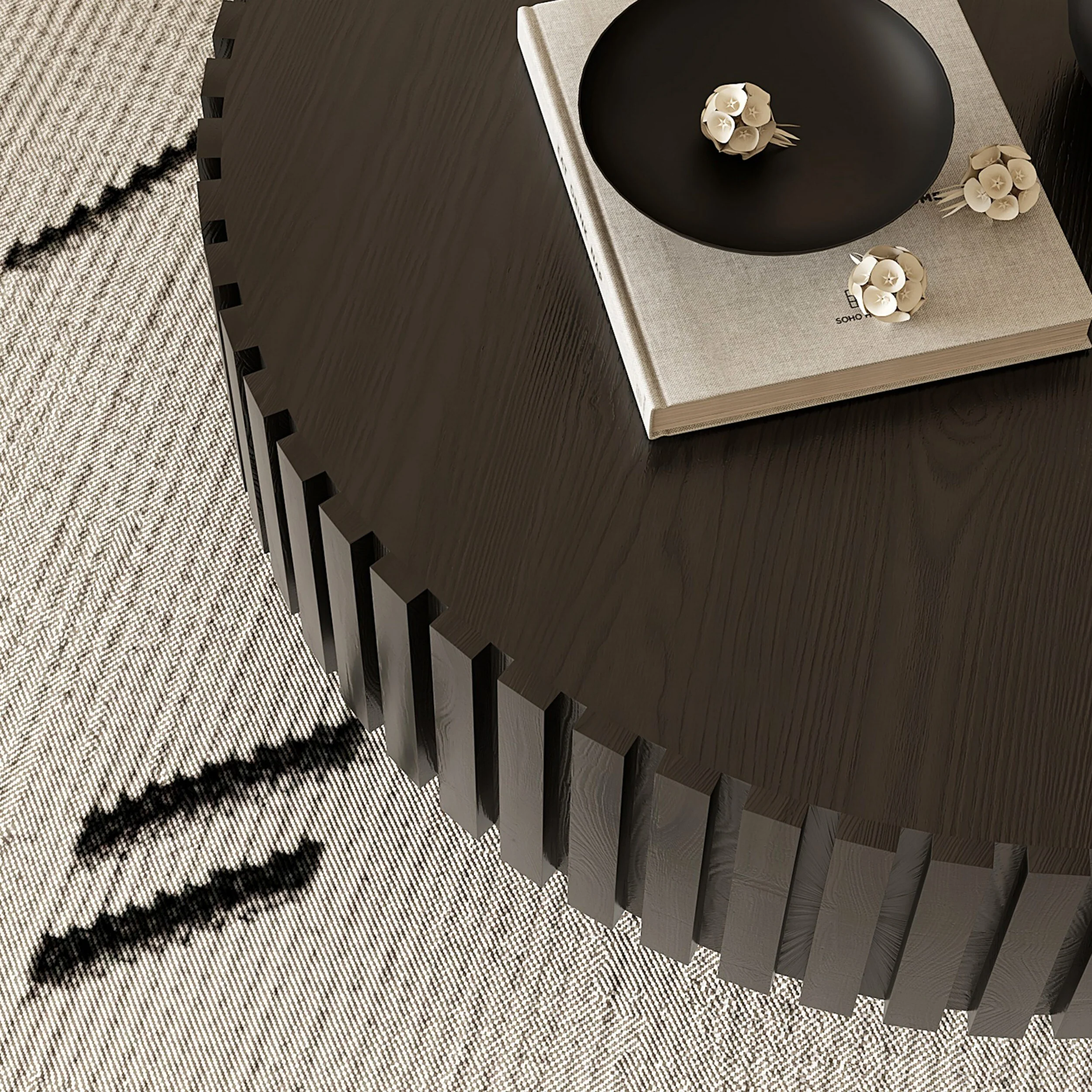 Embossed Decoration Sturdy Base Coffee Table