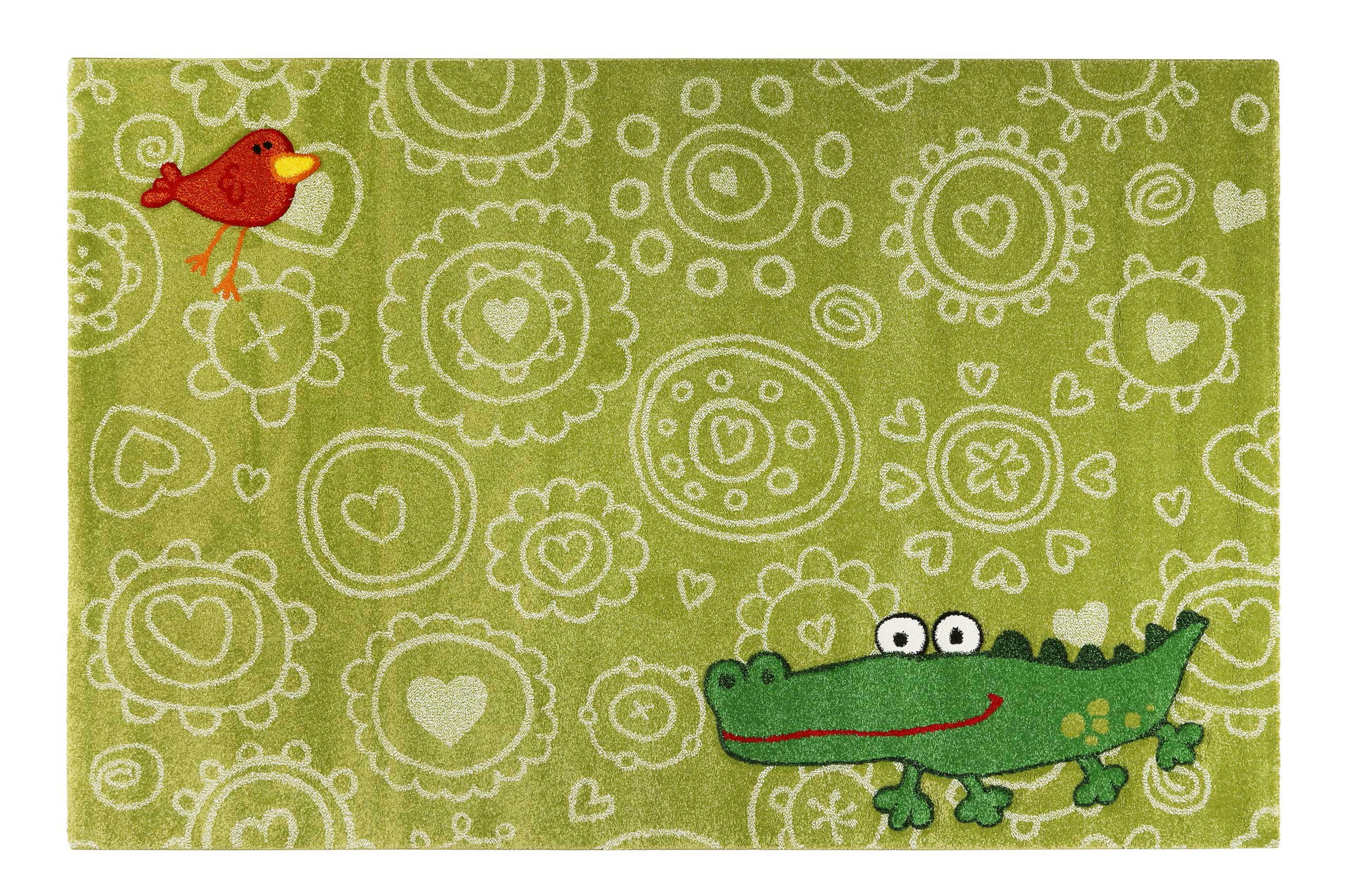 CROCODILE - Tapis enfant animal crocodile vert 120x170