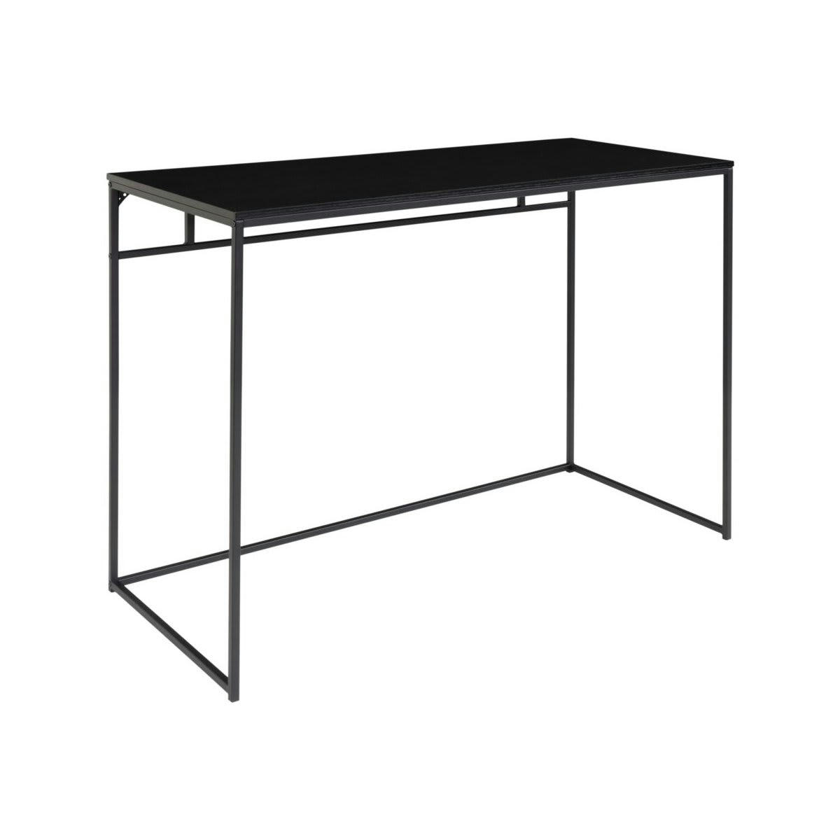 POUN - Bureau minimaliste 100cm en bois mélangé et métal noir