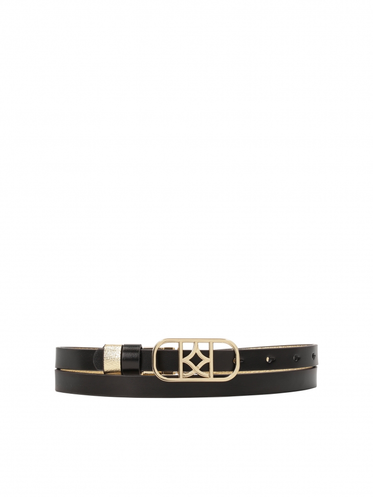 Narrow double-sided belt with decorative buckle