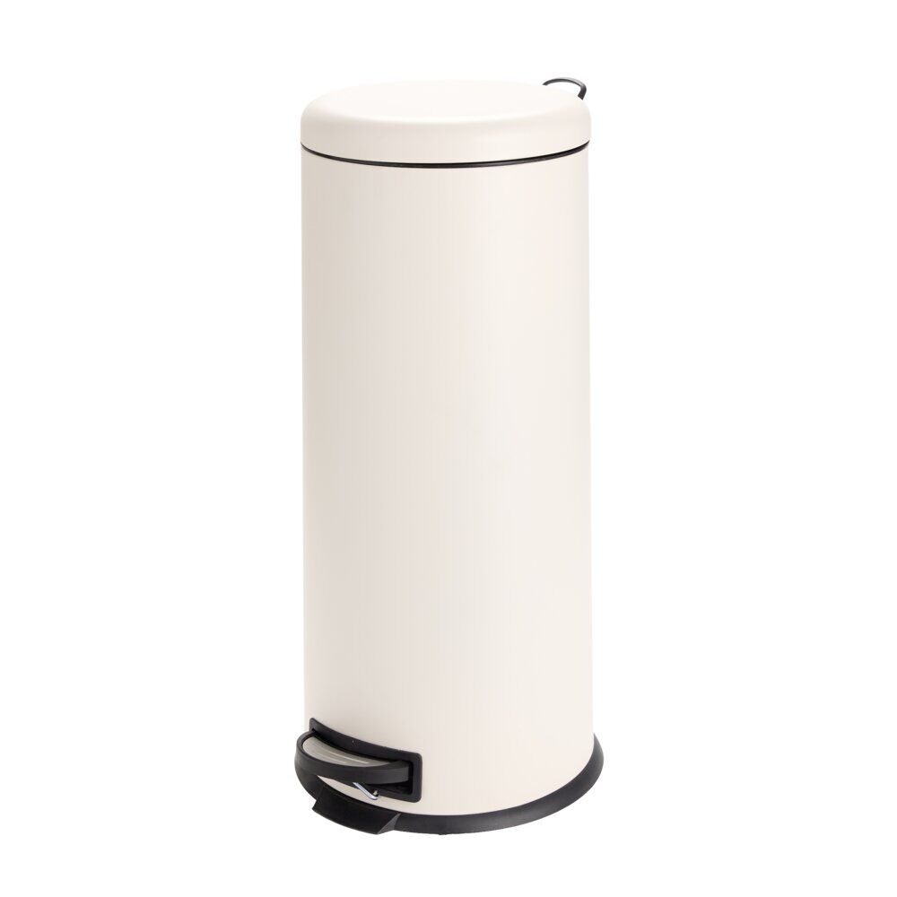 Poubelle à pédale 30L ronde métal beige Ø30xH69,5cm