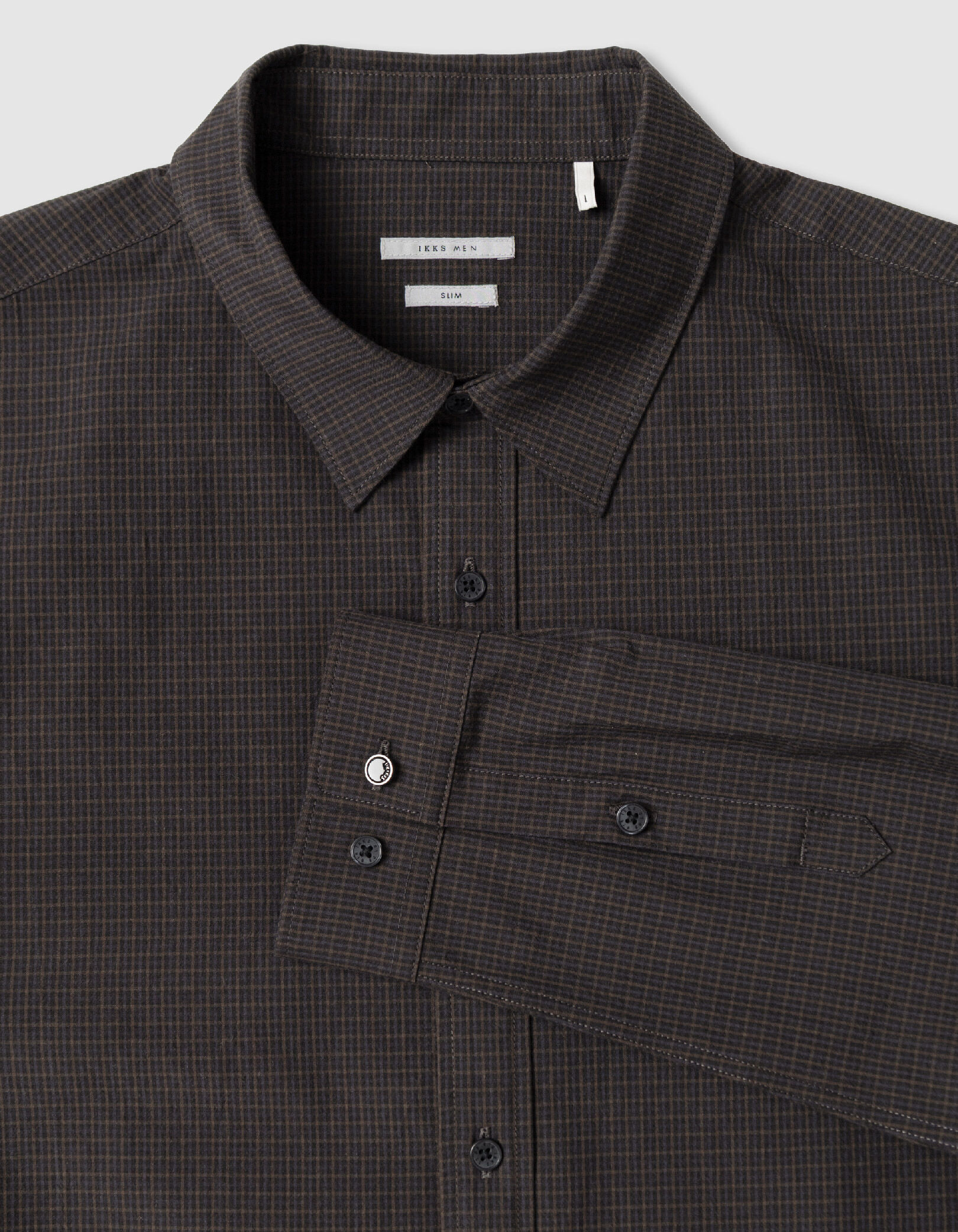 Chemise slim marine coton bio motif carreaux Homme