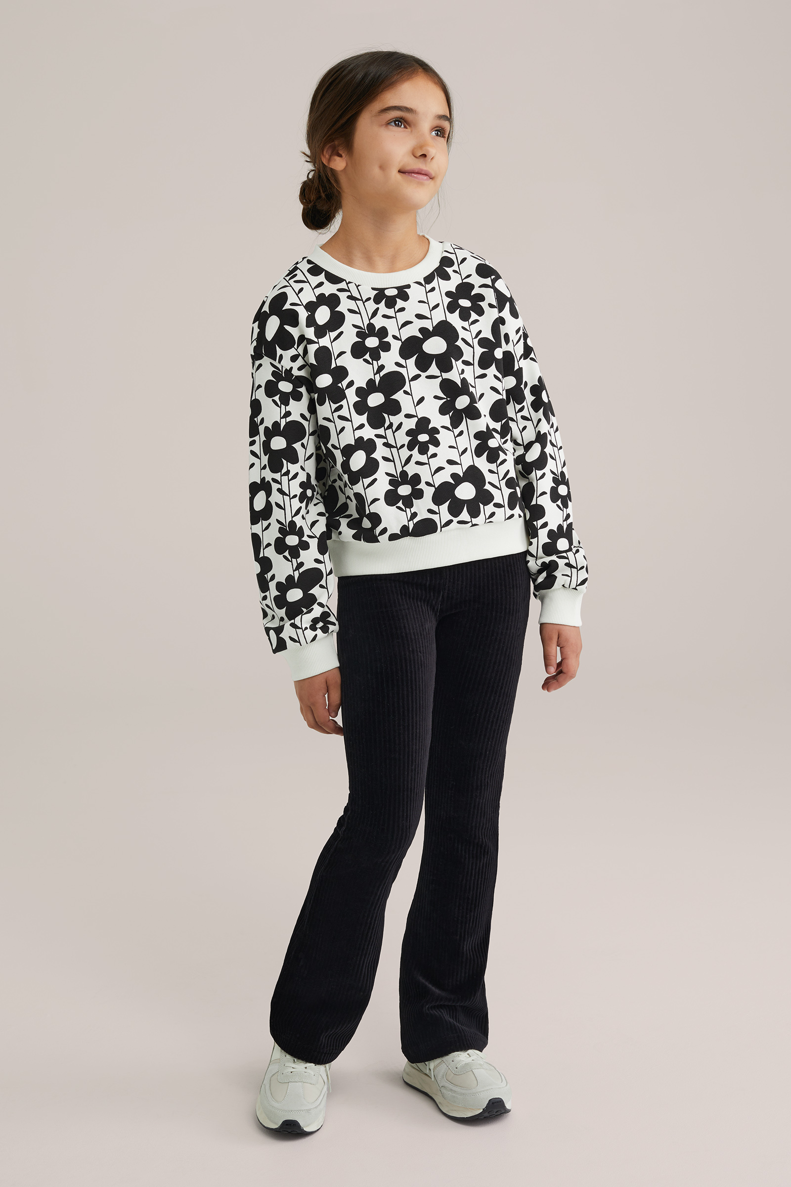 Meisjes velvet flared legging van ribstof