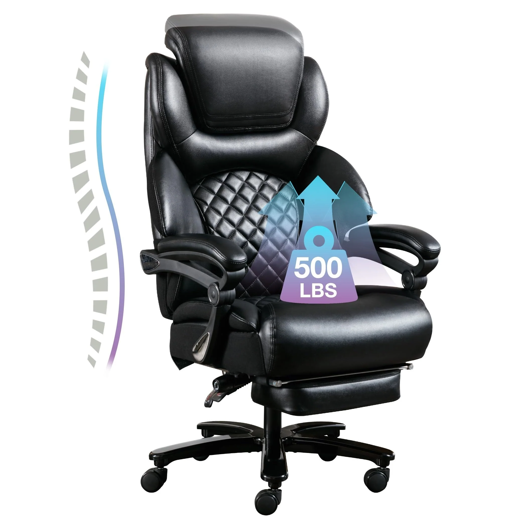Extra Wide High Back Office Chair, Reclining Executive Comfortable Office Chair with Footrest and Lumbar Support