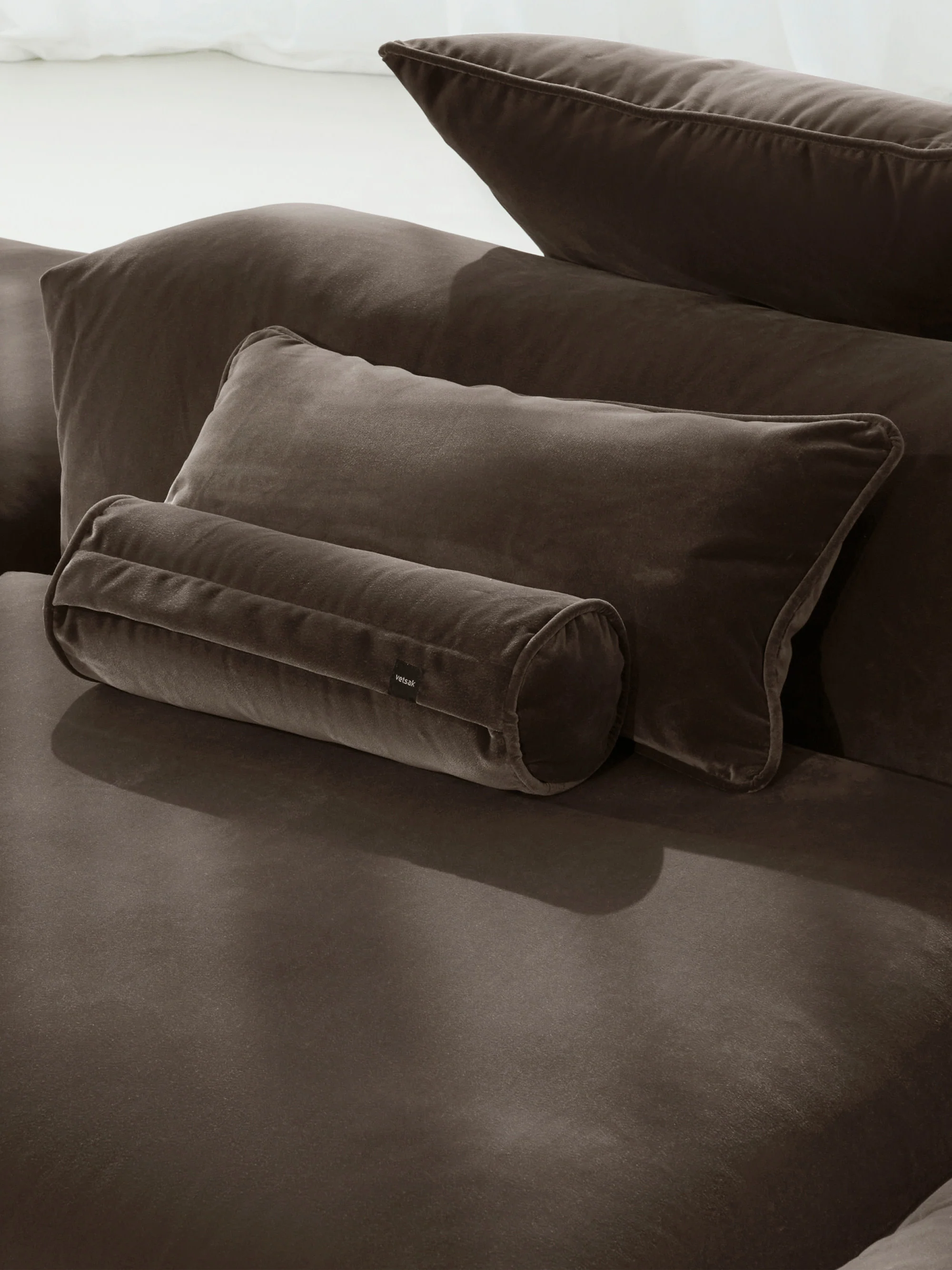 Samt-Sofa-Kissen Vetsak, Ø 16 x L 40 cm