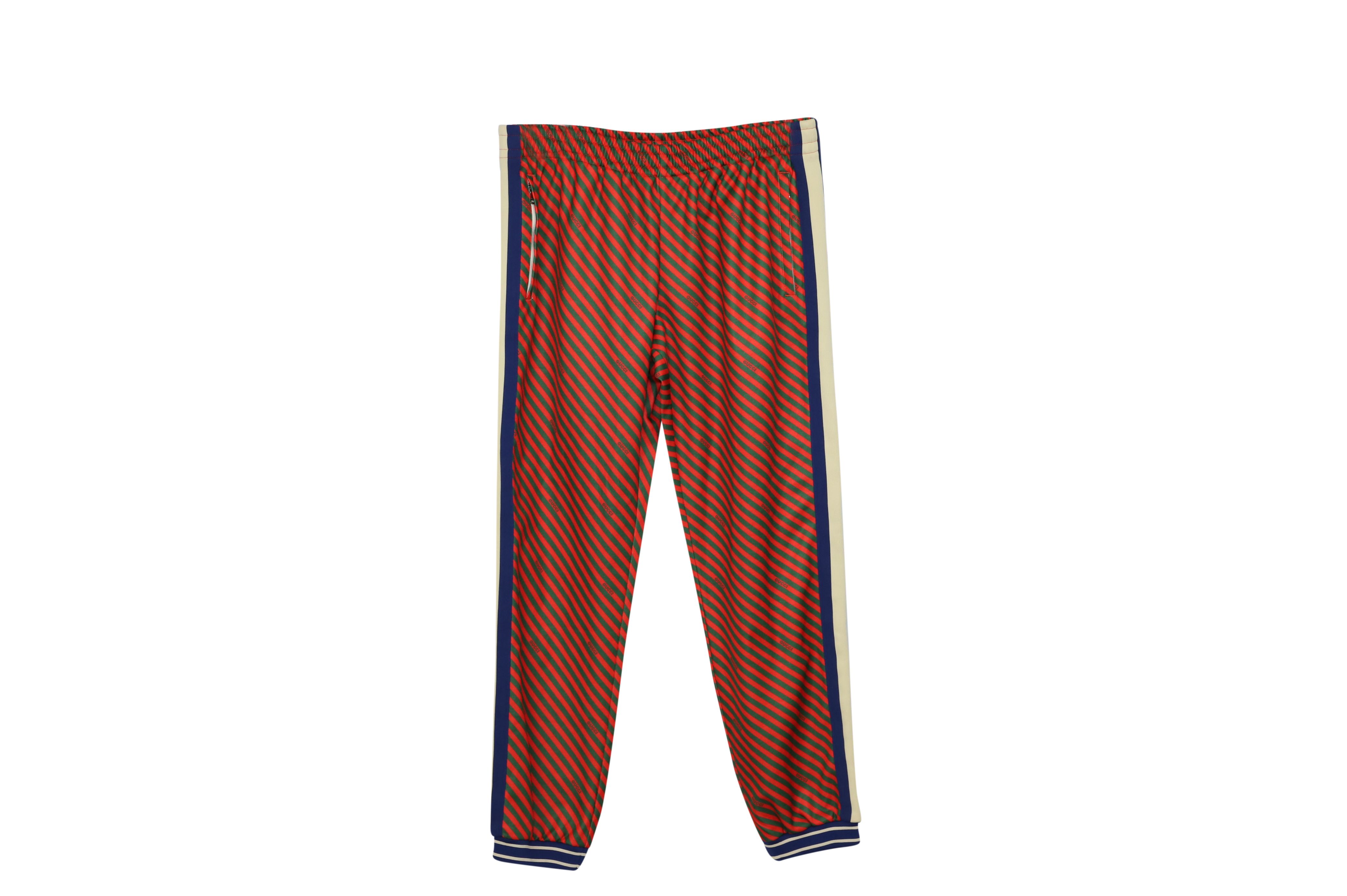 Gucci Preloved Diagonal Stripe Track Pants in Red Polyester