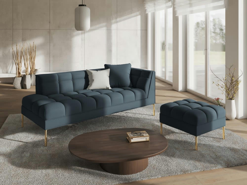 KAROO - Méridienne gauche tissu structuré bleu