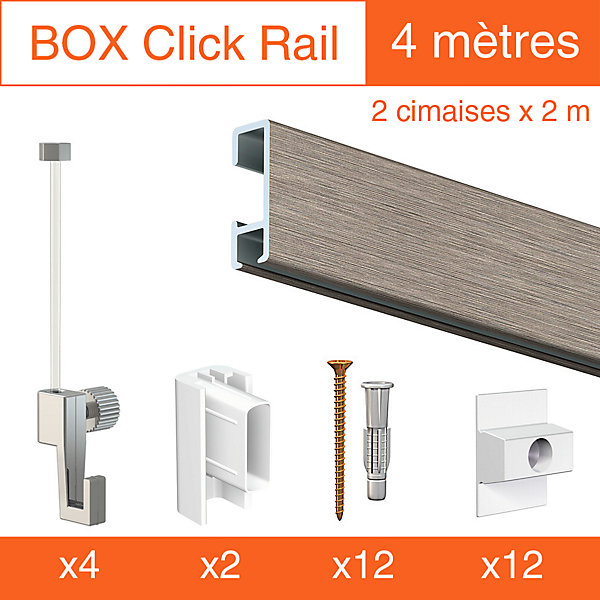 Cimaise Box Artiteq Click éCO - Kit accrochage tableau 4 mètres , Blanc mat à peindre