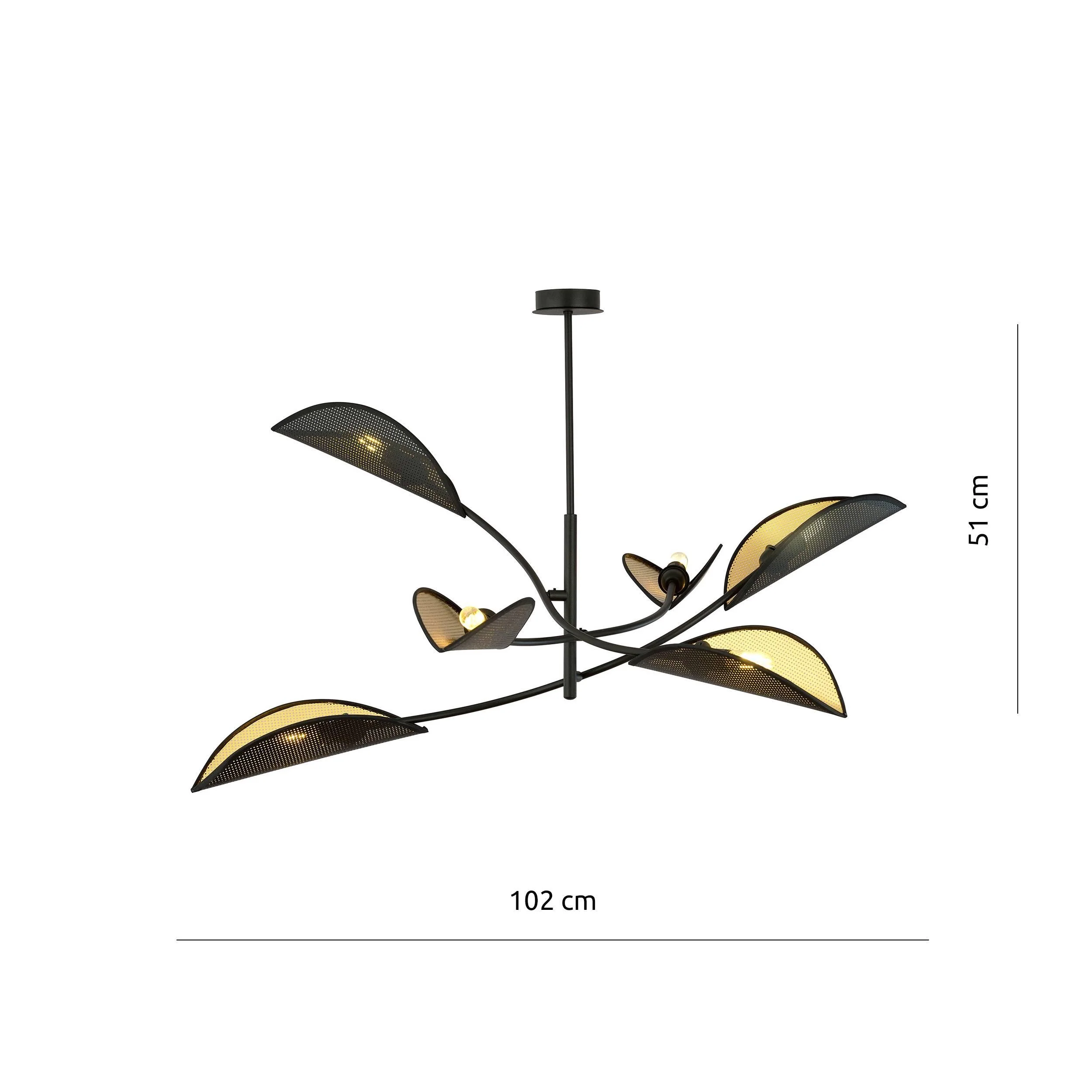 6-lichts plafondlamp Lorah