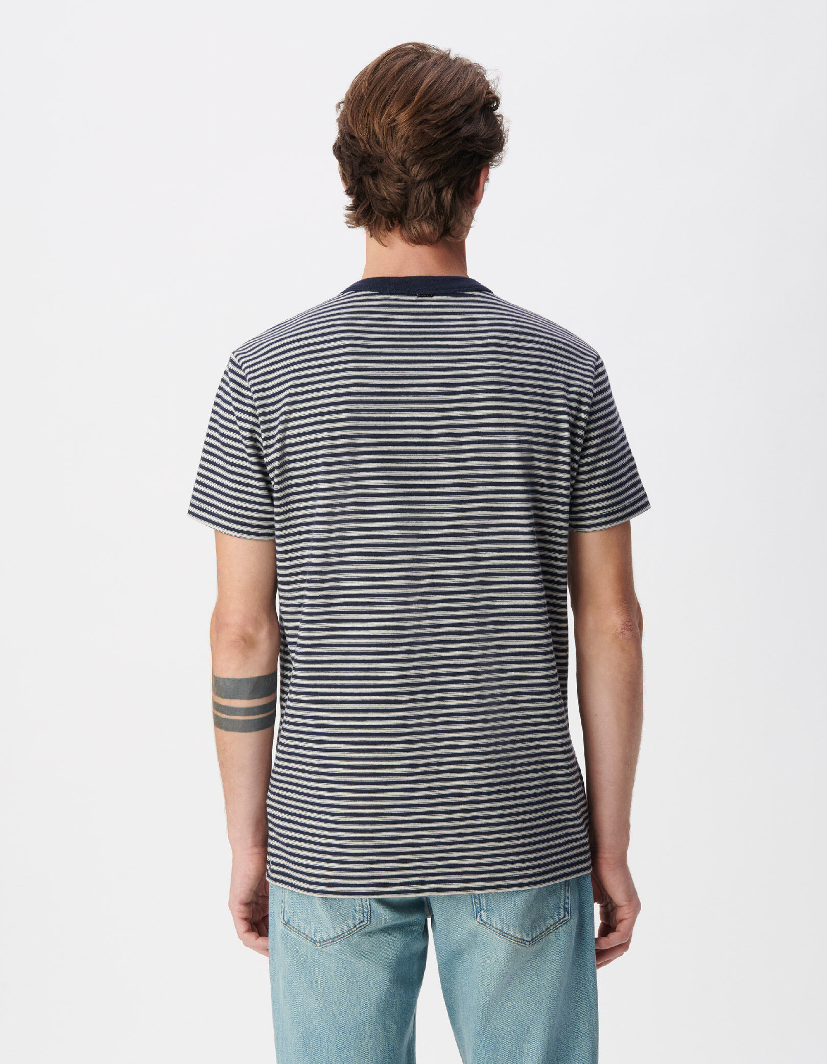 T-shirt manches courtes marine coton bio rayé Homme