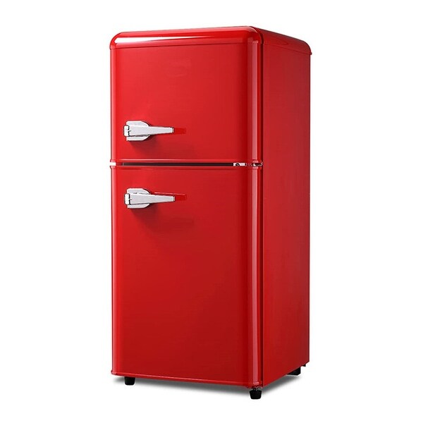 JEREMY CASS 3.5 cu.Ft. 2 Door Compact Refrigerator with Freezer, Mini Fridge with Removable Glass Shelves