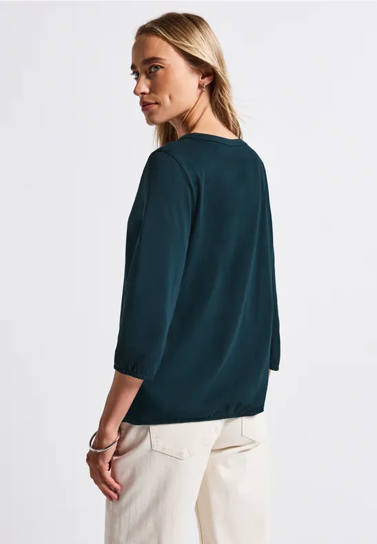 Split Neck Jersey-Shirt