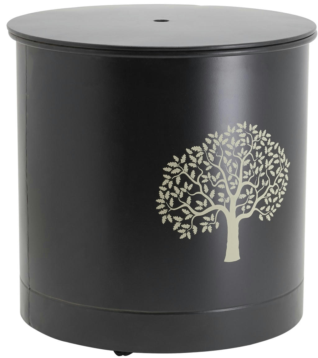 - Coffre à pellets à roulettes en métal métal noir arbre