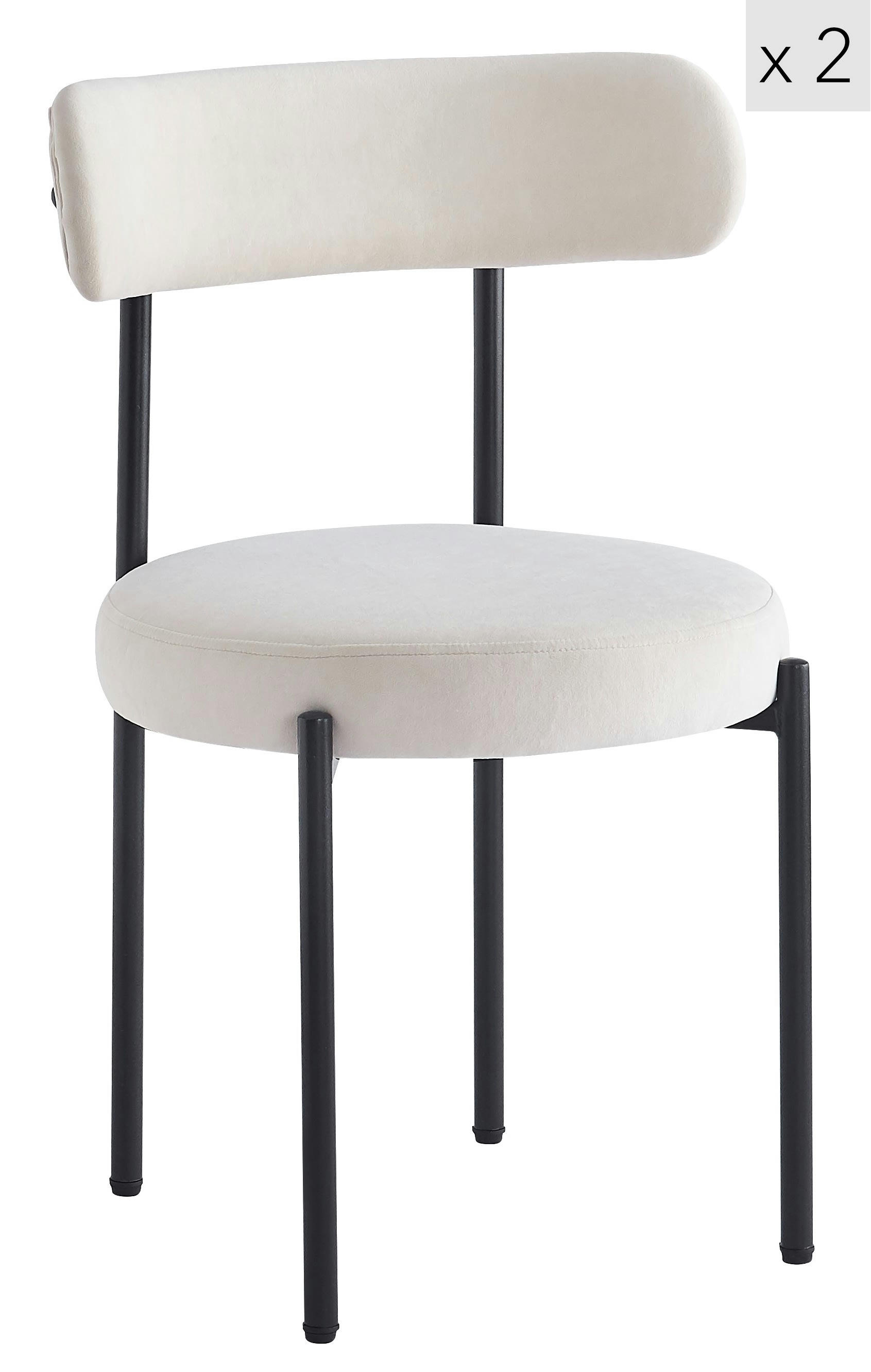 - Lot de 2 chaises scandinaves en métal et velours beige