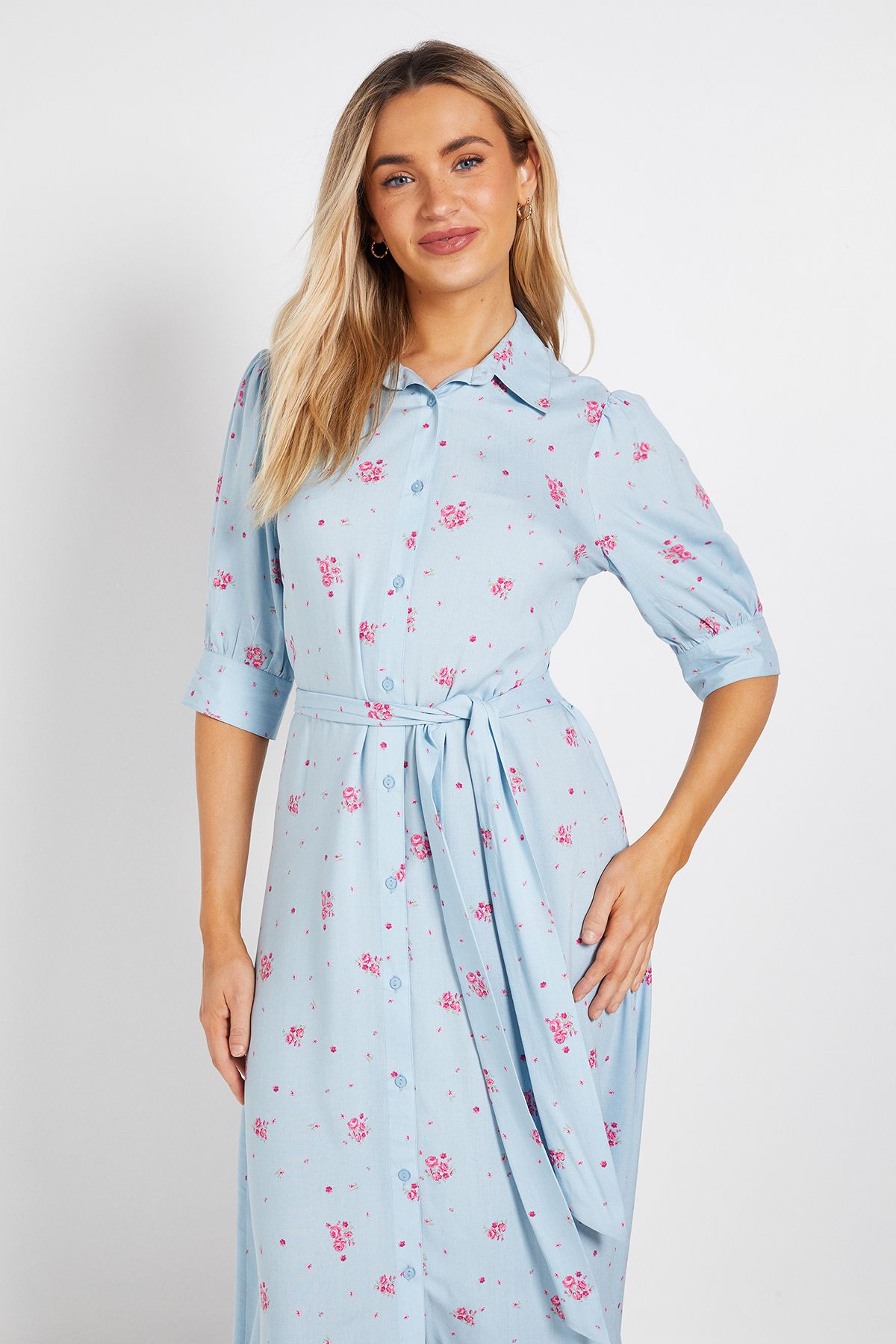 Dorothy Perkins Blue Floral Midi Shirt Dress